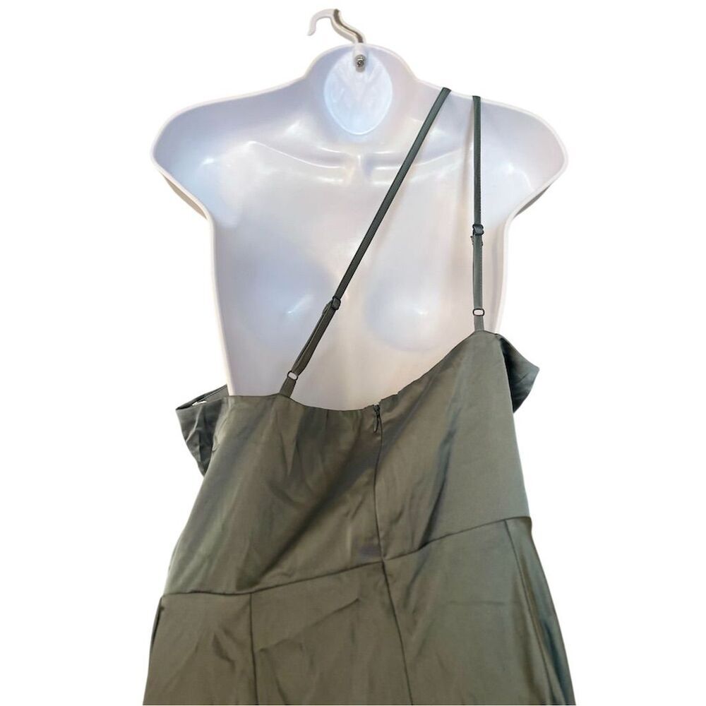 Lulus Women's XL Green One-Shoulder Satin Maxi Dress Evening Gown - Picture 7 of 15